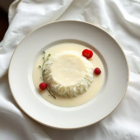 Rice cream. AI-generated photo.