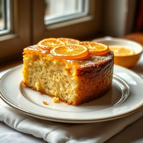 Olive oil citrus cake. AI-generated photo.