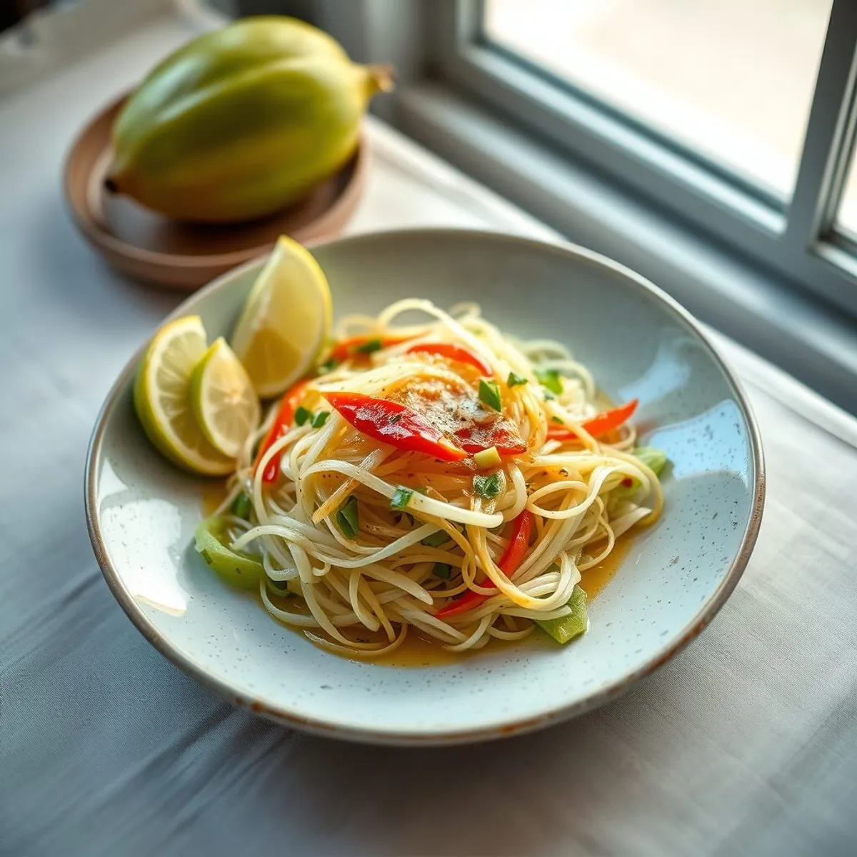 AI-generated photo Green papaya salad. AI-generated photo.