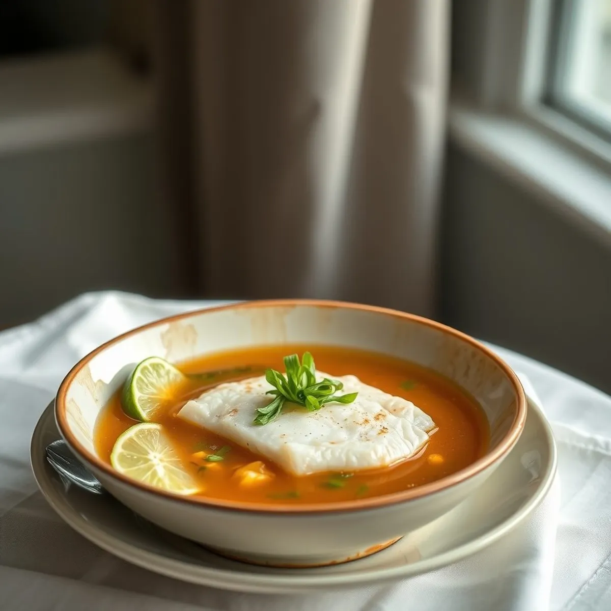 AI-generated photo Ginger fish soup. AI-generated photo.