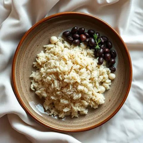Rice and pigeon peas. AI-generated photo.