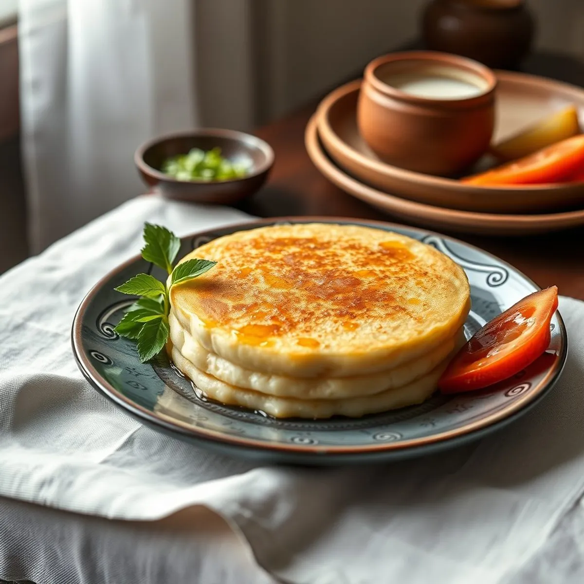 AI-generated photo Sago pancake. AI-generated photo.