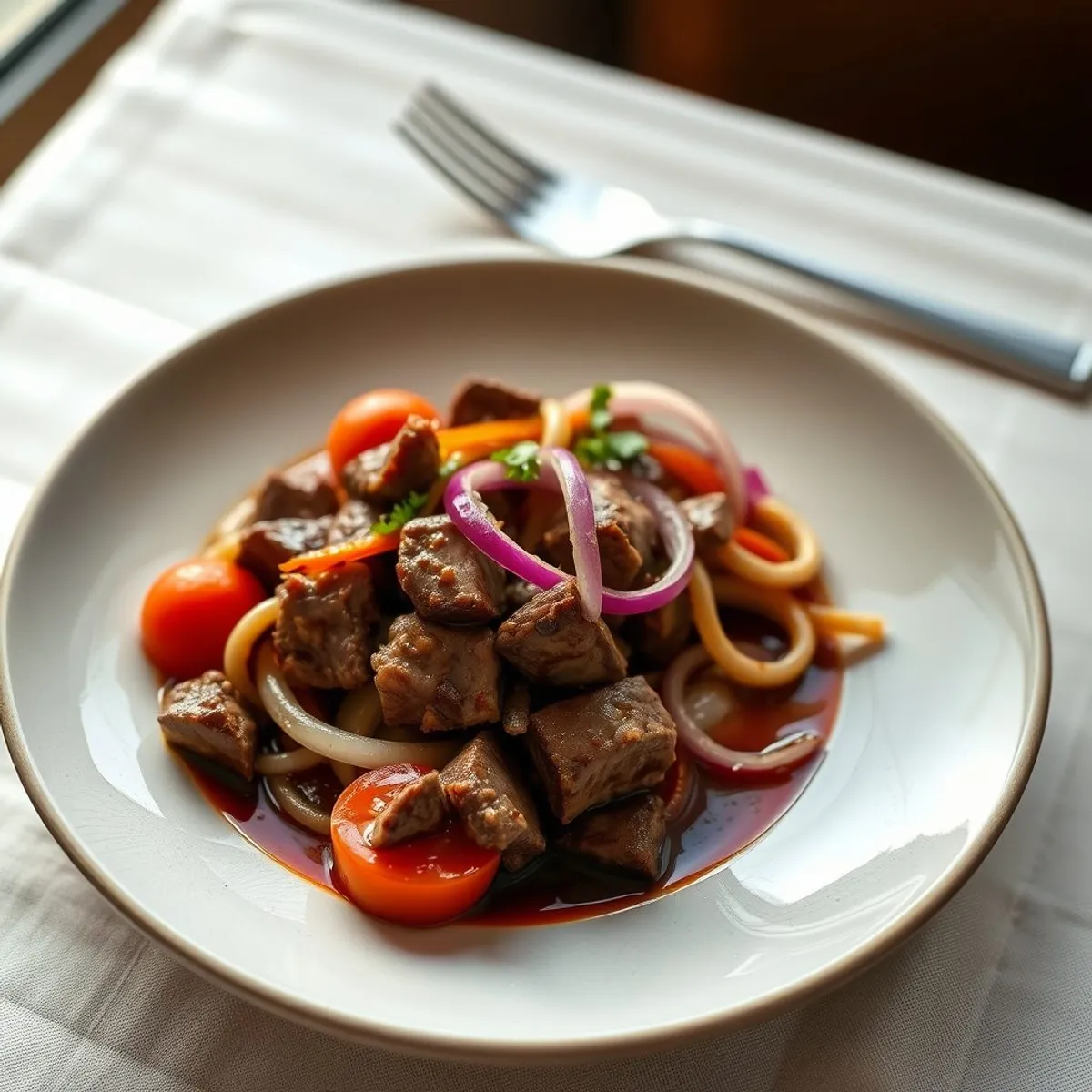 AI-generated photo Lomo saltado. AI-generated photo.