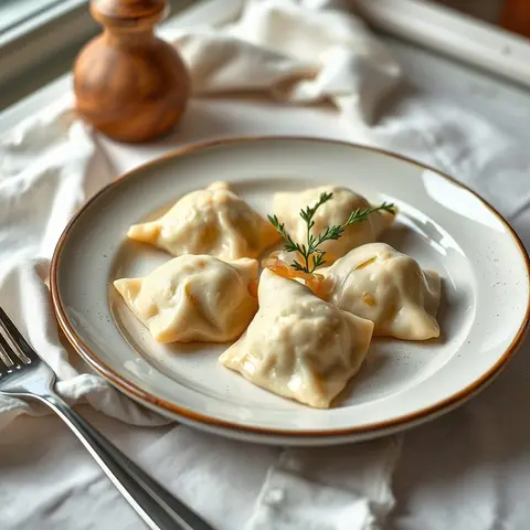 Pierogi ruskie. AI-generated photo.