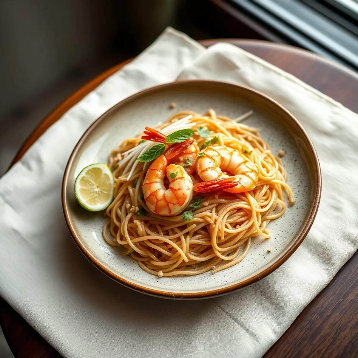 AI-generated photo Prawn Pad Thai. AI-generated photo.