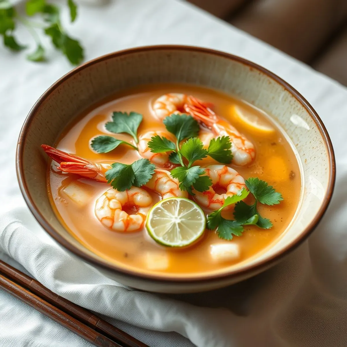 AI-generated photo Prawn Tom Yum. AI-generated photo.