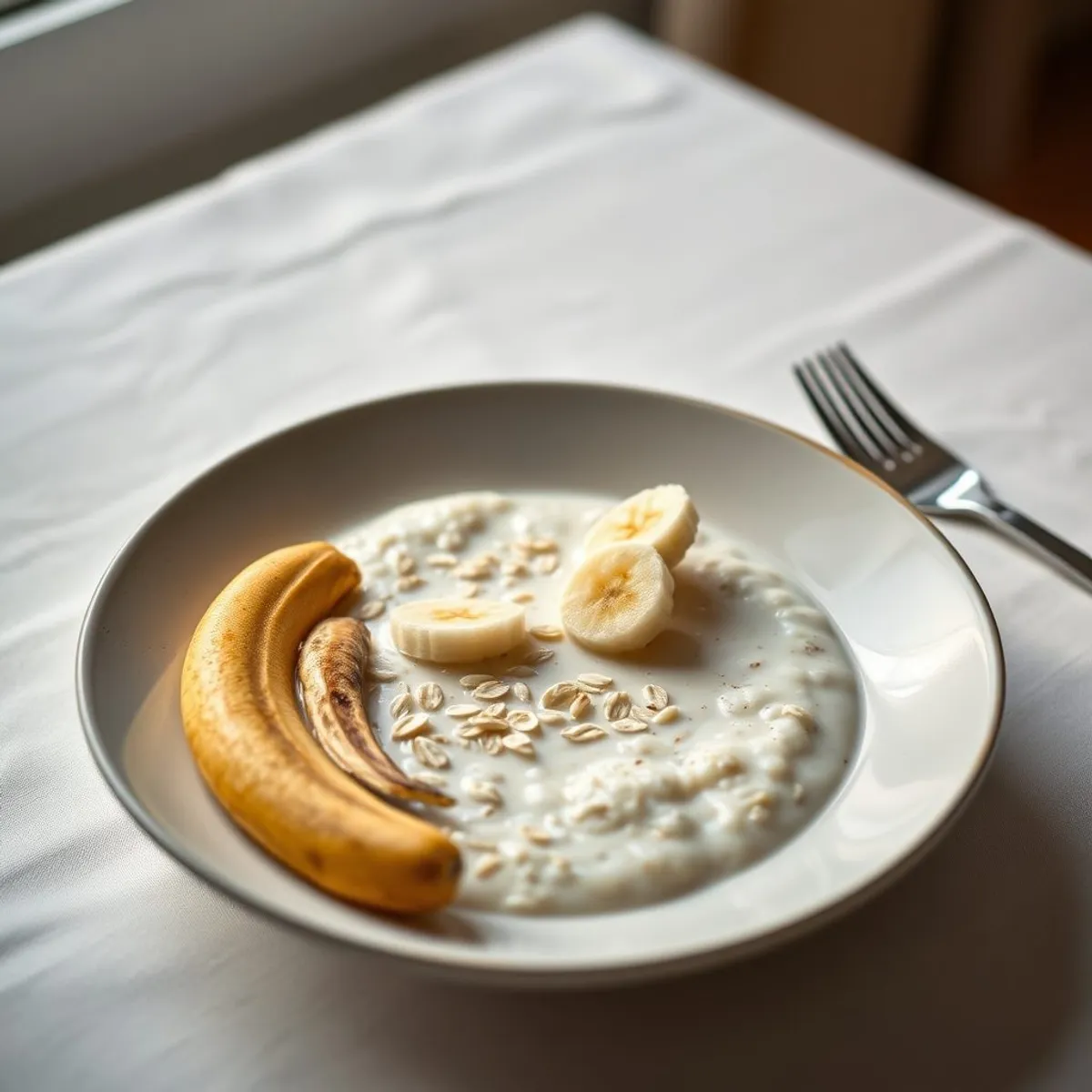 AI-generated photo Porridge and banana. AI-generated photo.