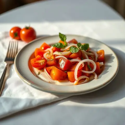 Tomato salad. AI-generated photo.