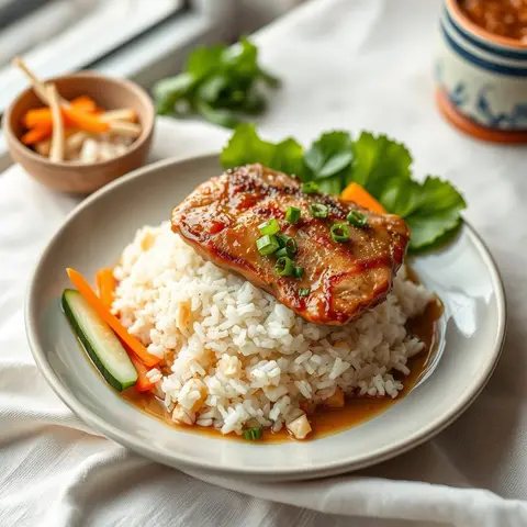 Saigon Pork Rice. AI-generated photo.