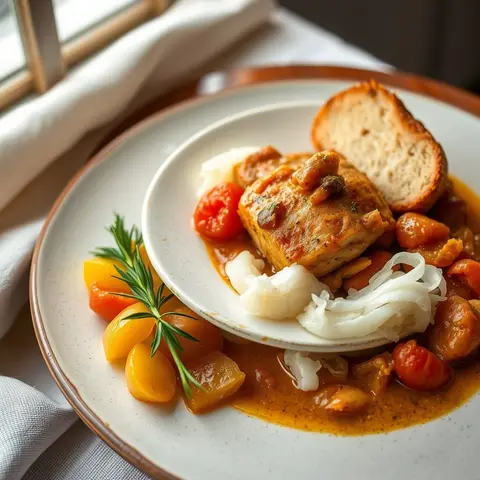 Stewed saltfish. AI-generated photo.