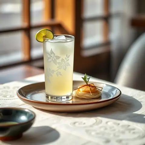 Sake lime highball. AI-generated photo.