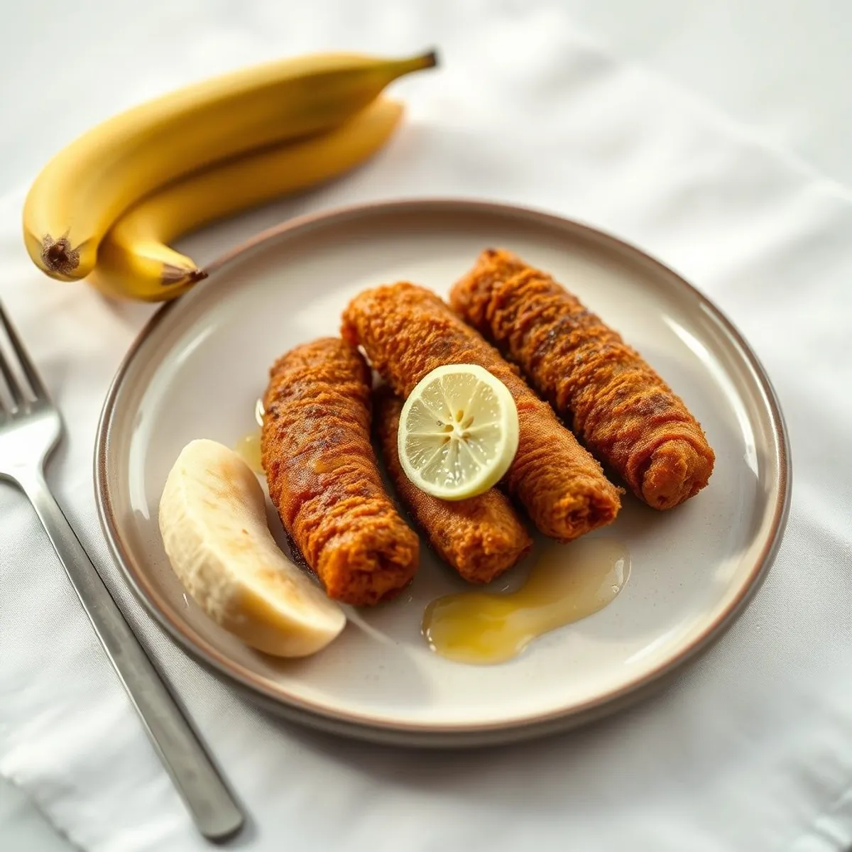 AI-generated photo Fried banana. AI-generated photo.
