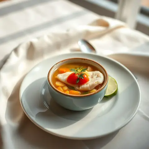 Fish soup. AI-generated photo.