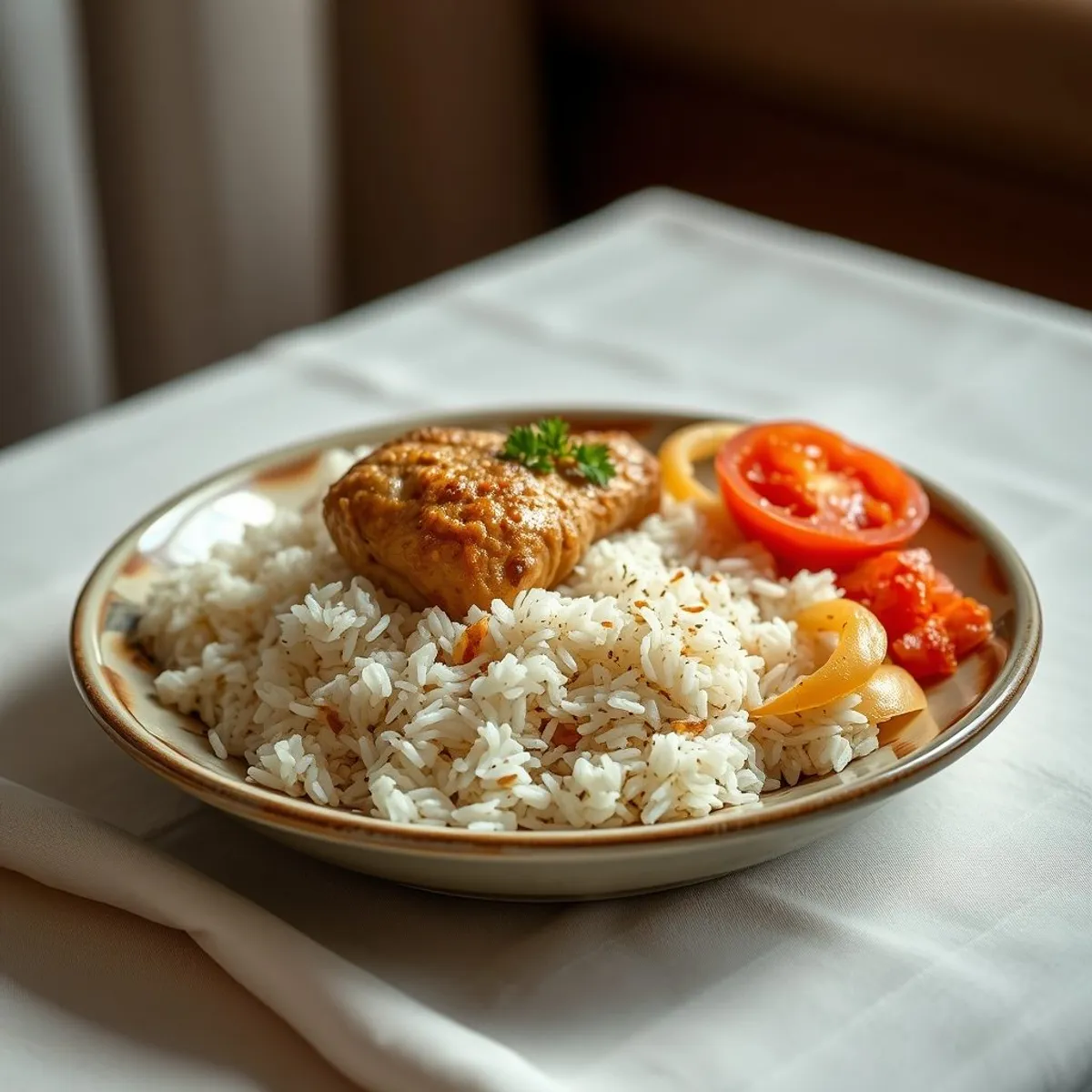 AI-generated photo Chicken kabsa. AI-generated photo.