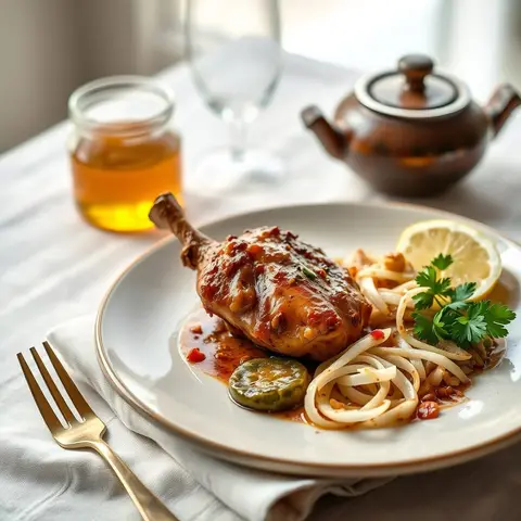 Chicken yassa. AI-generated photo.