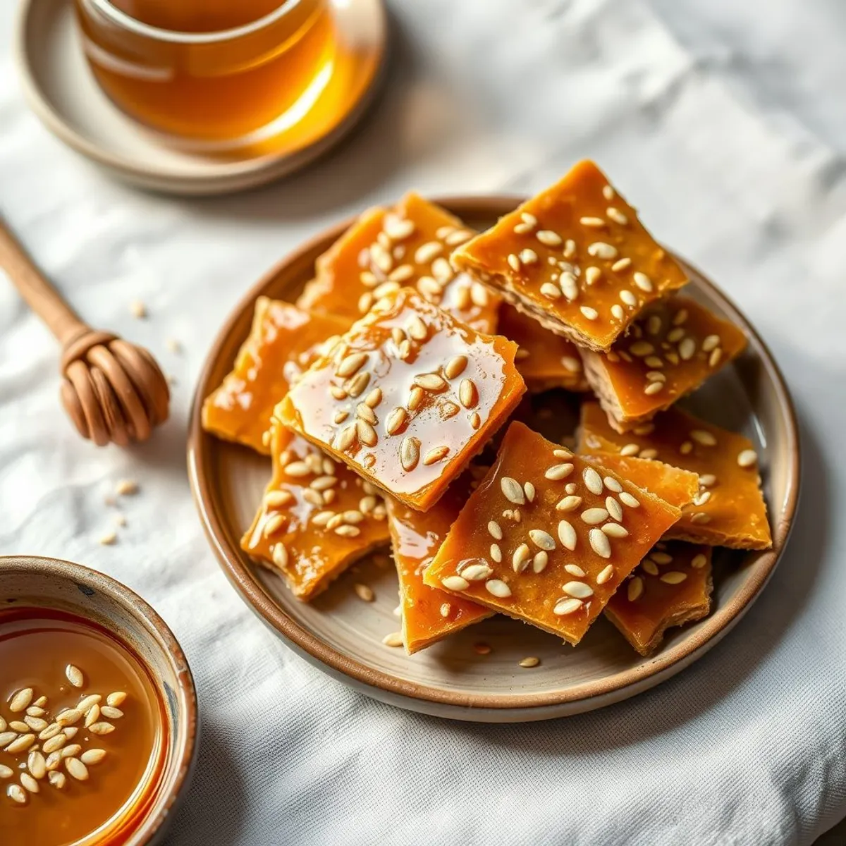 AI-generated photo Sesame honey brittle. AI-generated photo.