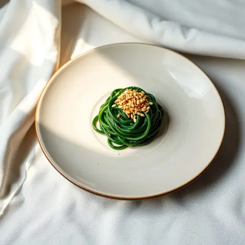 Sesame Spinach. AI-generated photo.