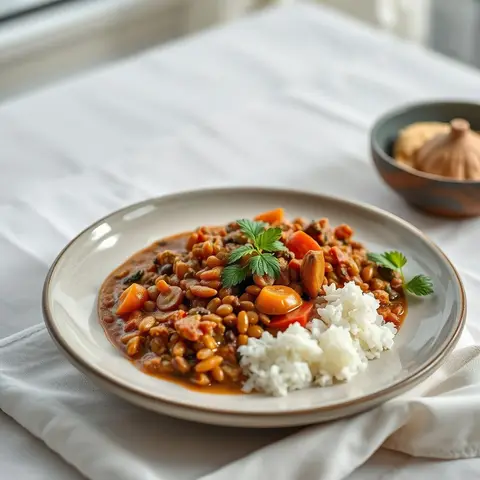 Lentil curry. AI-generated photo.