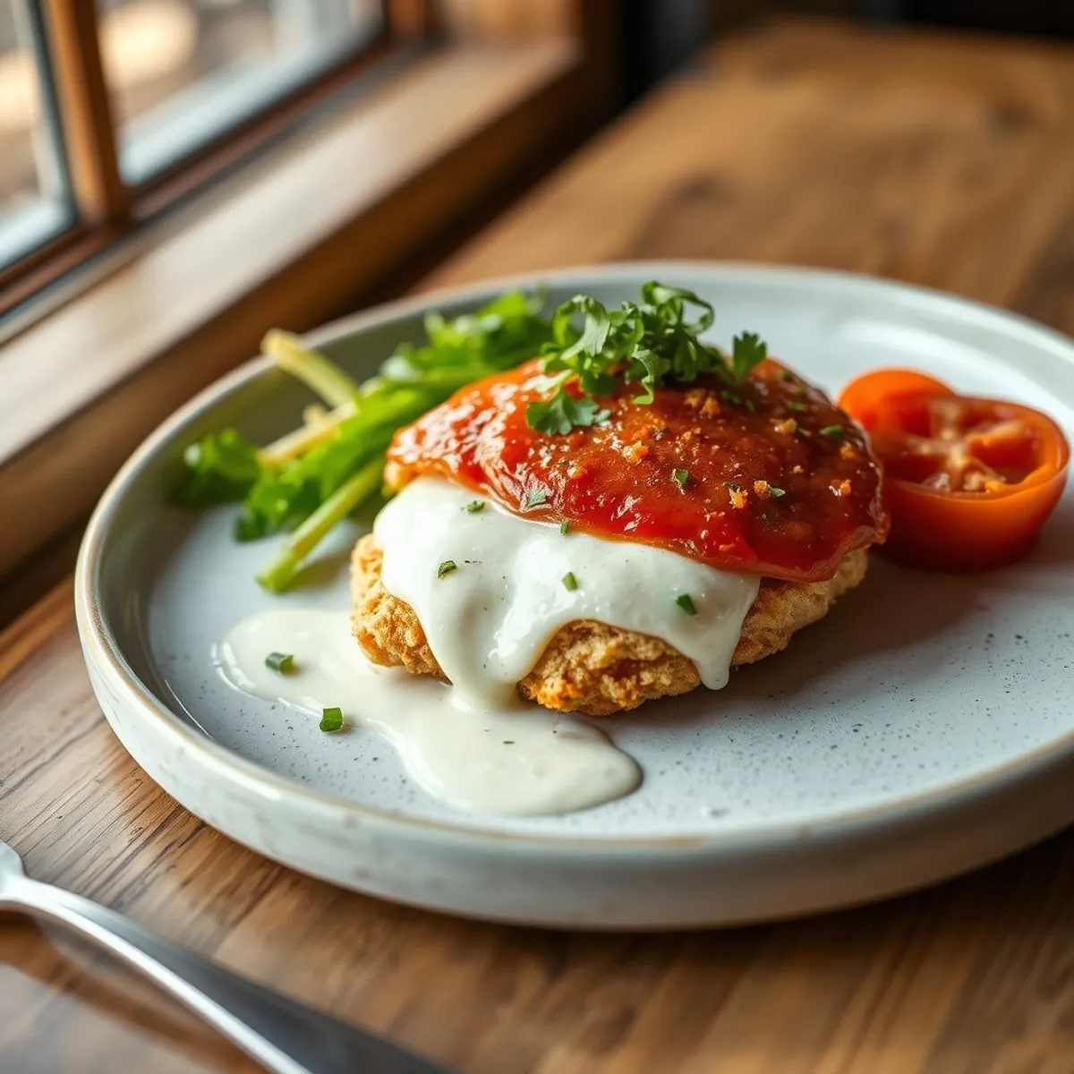 AI-generated photo Chicken parma. AI-generated photo.