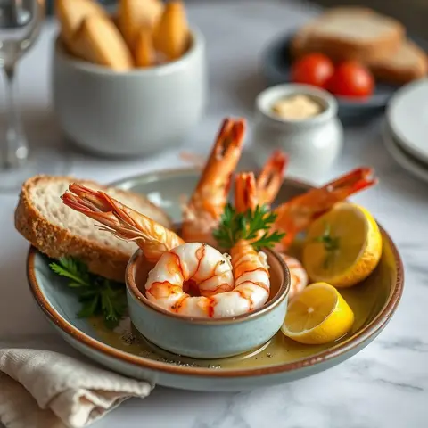 Christmas prawns. AI-generated photo.