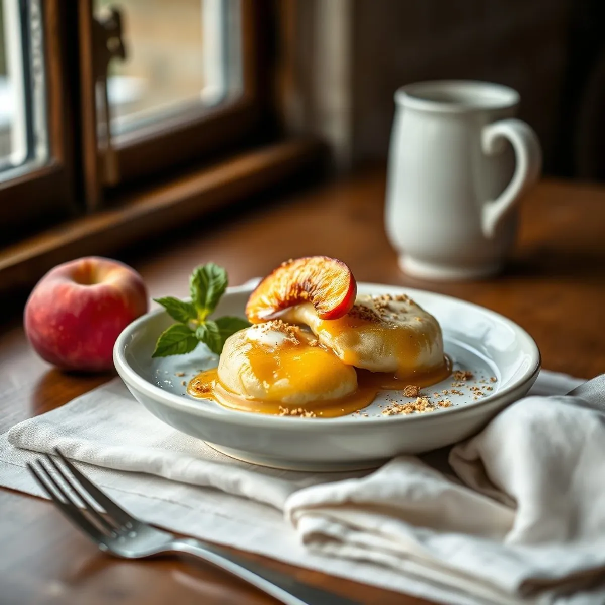 AI-generated photo Peach dumplings. AI-generated photo.