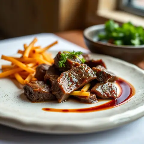 Ginger beef. AI-generated photo.