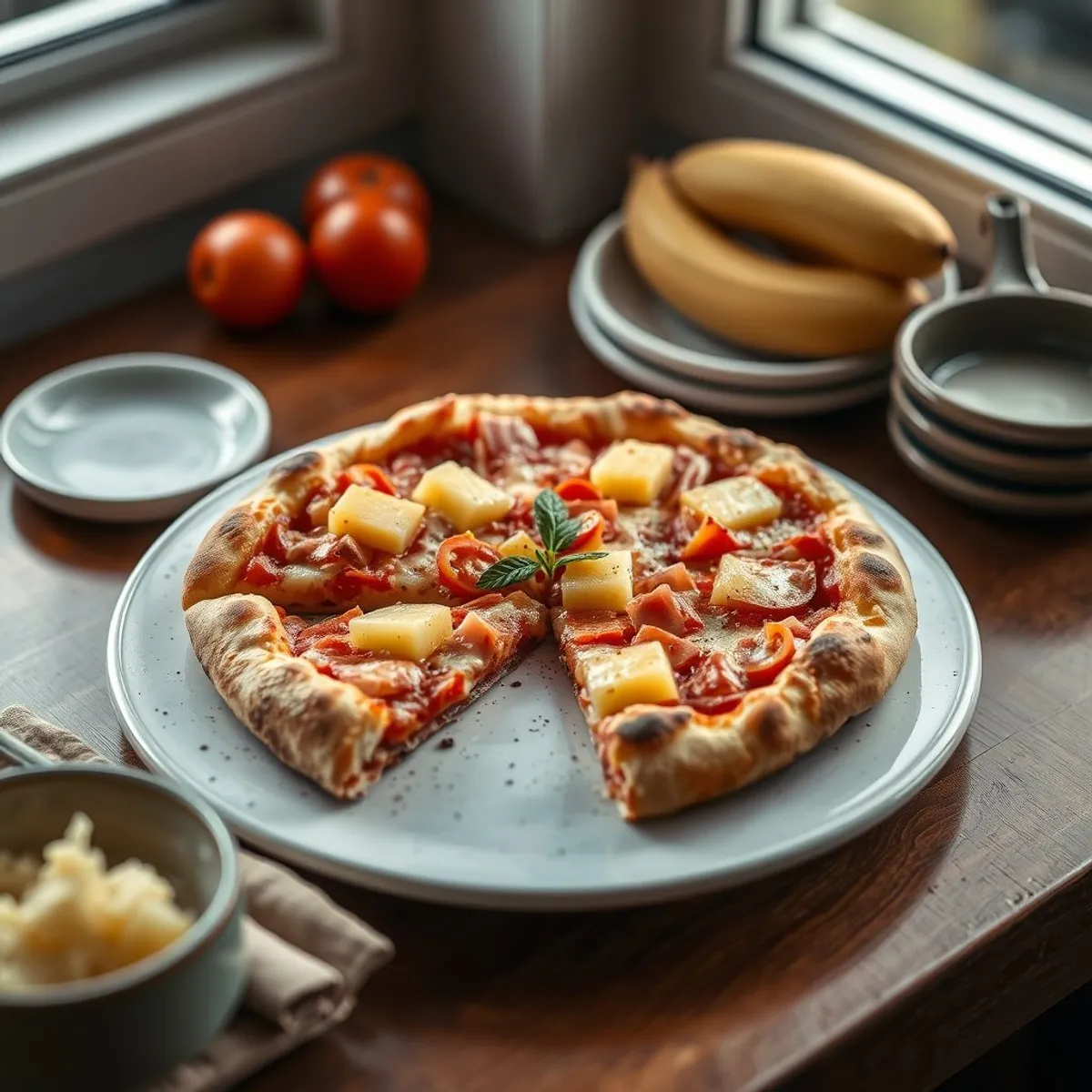 AI-generated photo Hawaiian pizza. AI-generated photo.