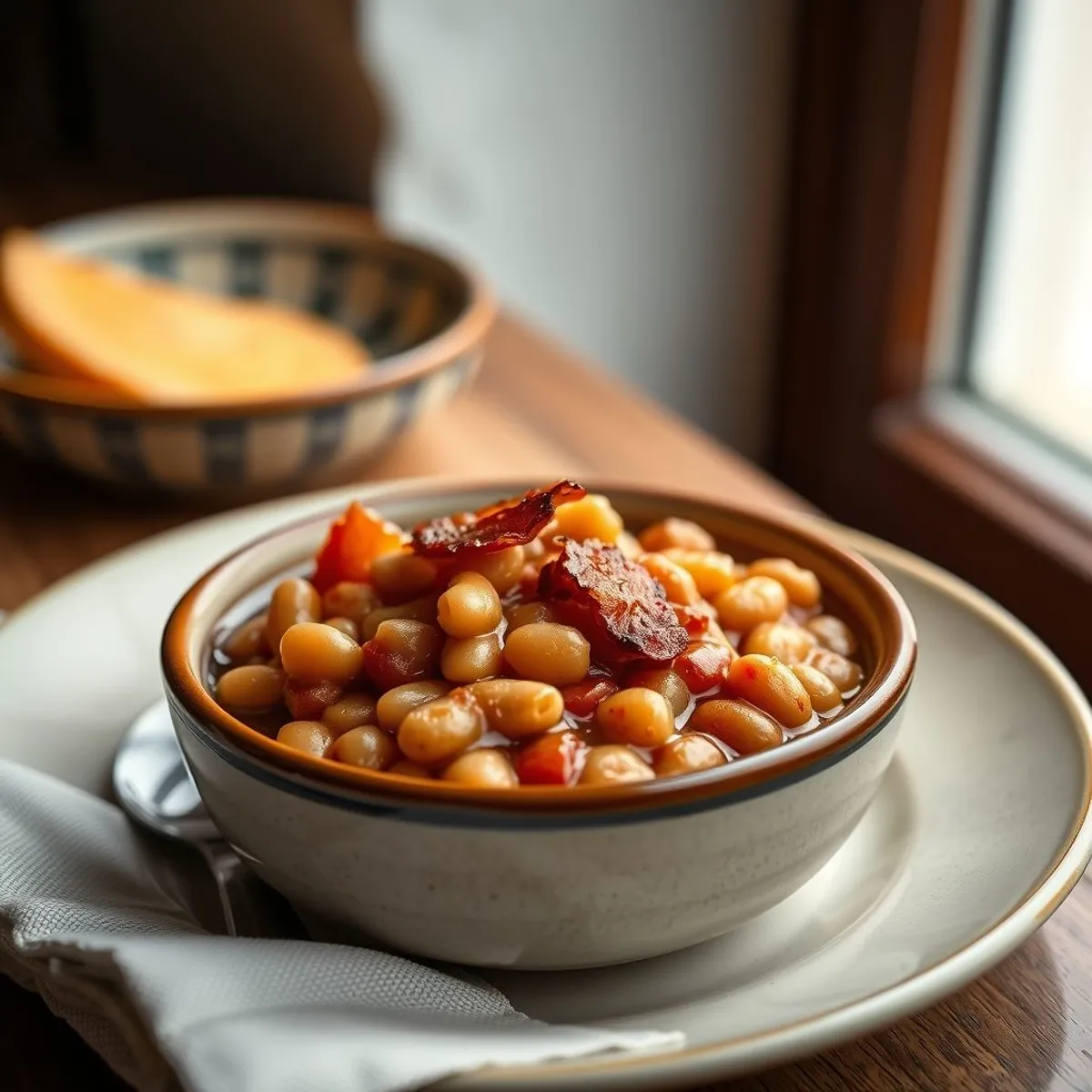 AI-generated photo Maple baked beans. AI-generated photo.