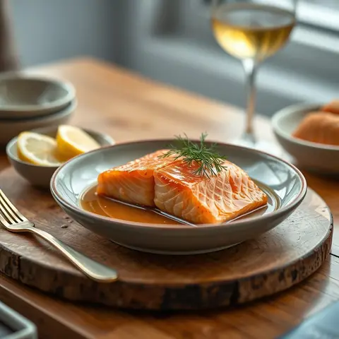 Maple salmon. AI-generated photo.
