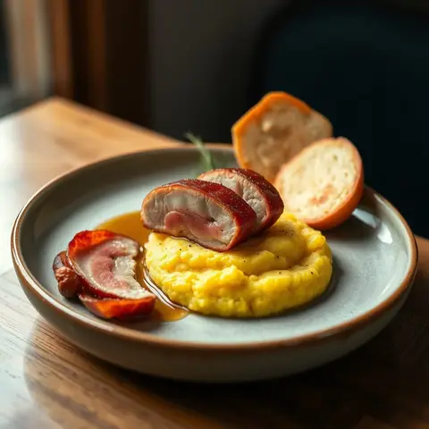 Peameal bacon. AI-generated photo.