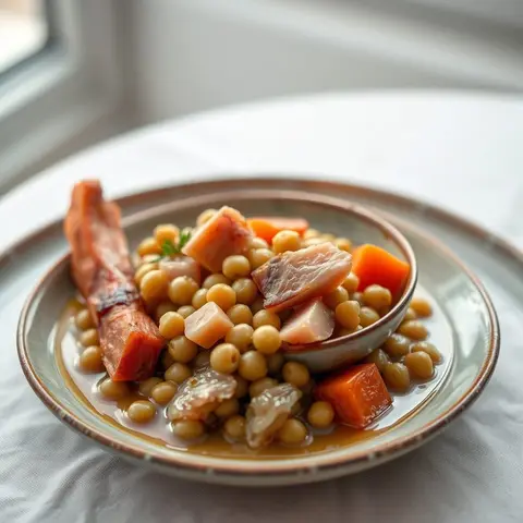Split pea with ham. AI-generated photo.
