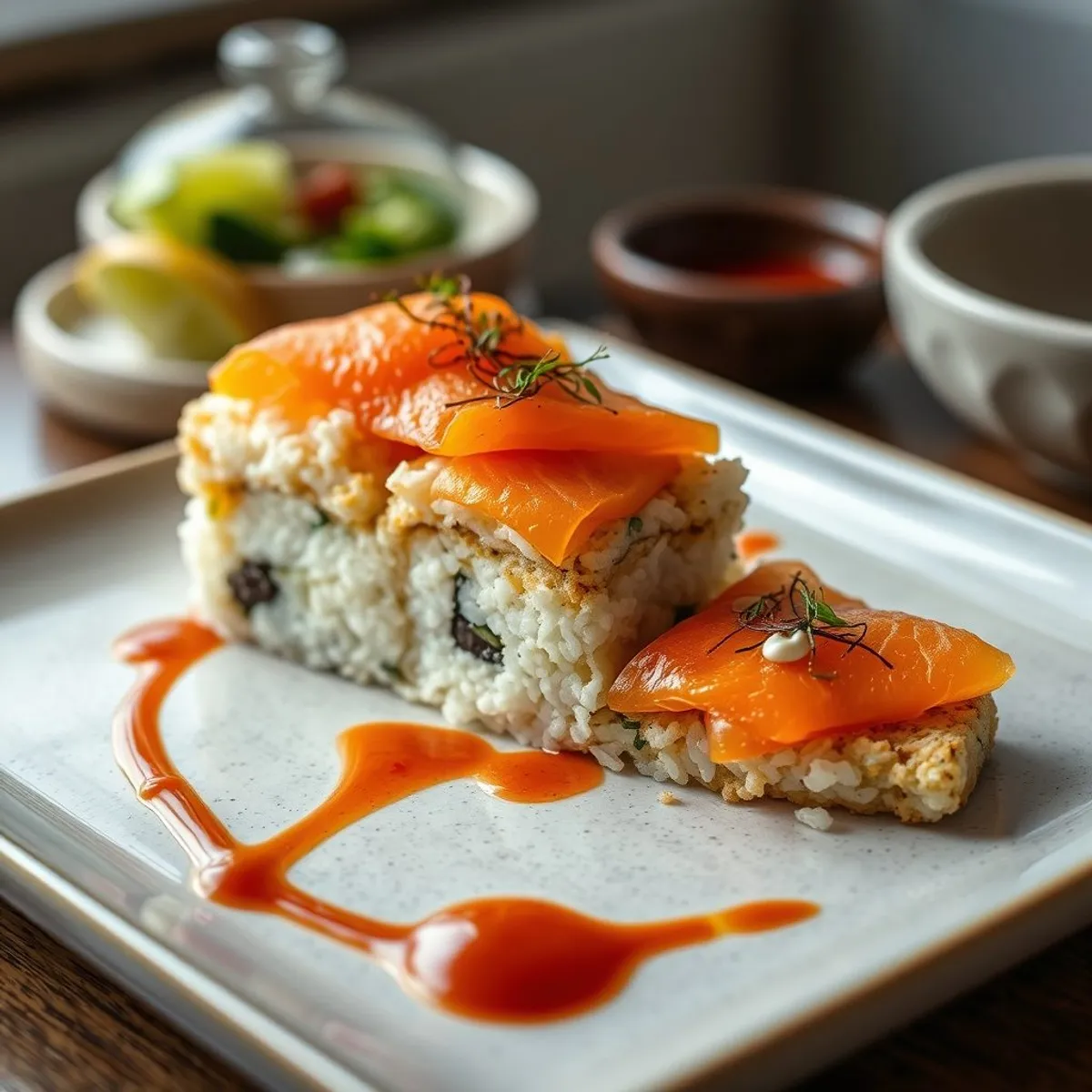 AI-generated photo Sushi pizza. AI-generated photo.