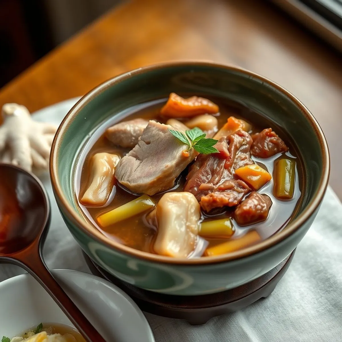 AI-generated photo Bamboo and ham stew. AI-generated photo.