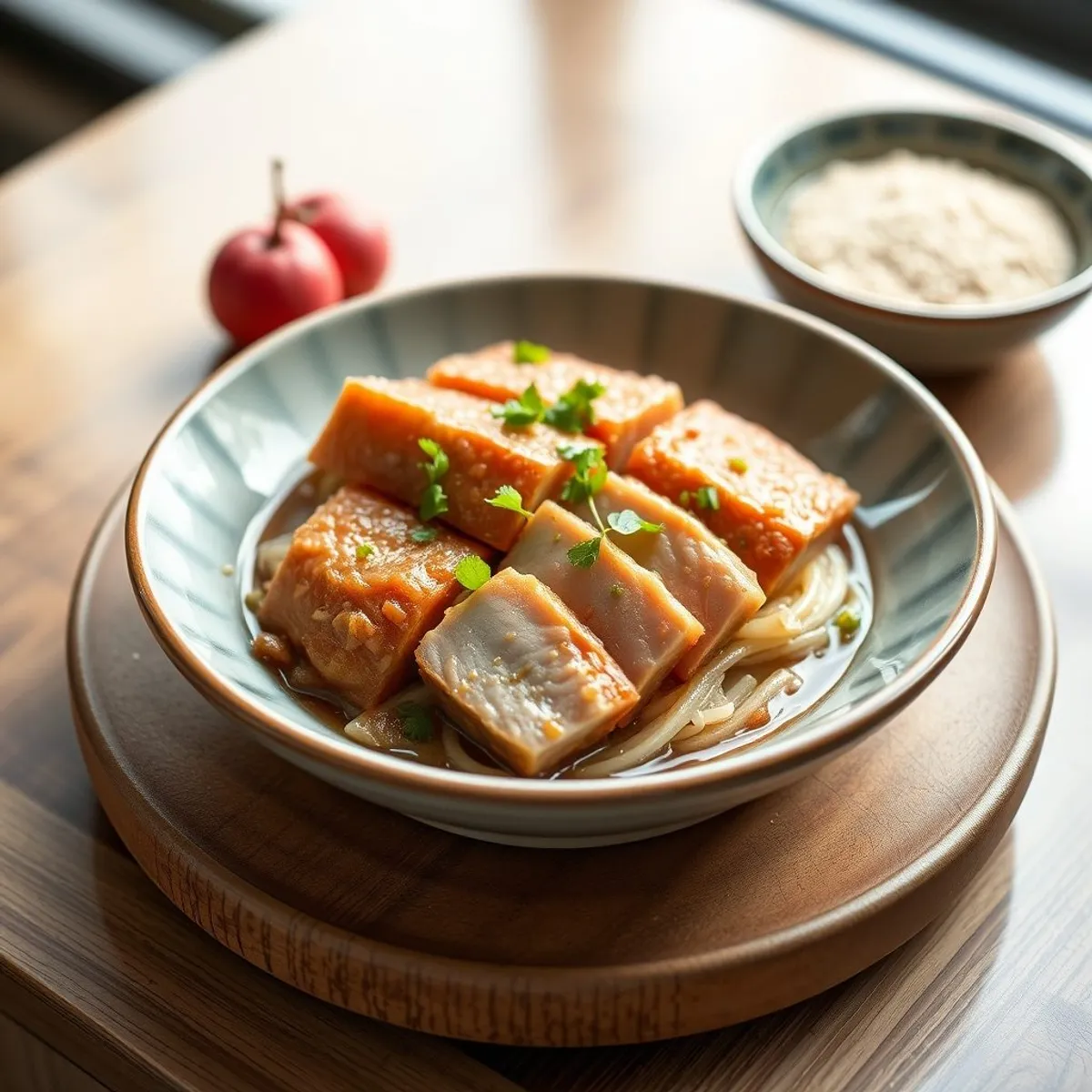 AI-generated photo Lychee pork. AI-generated photo.