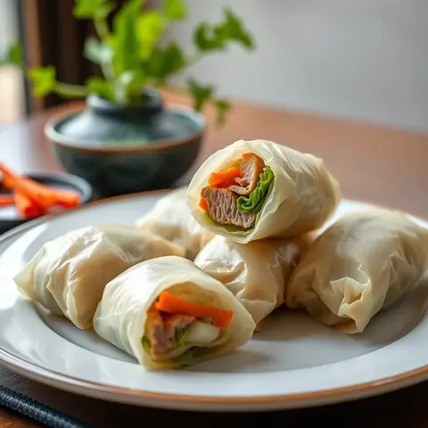 Spring rolls. AI-generated photo.