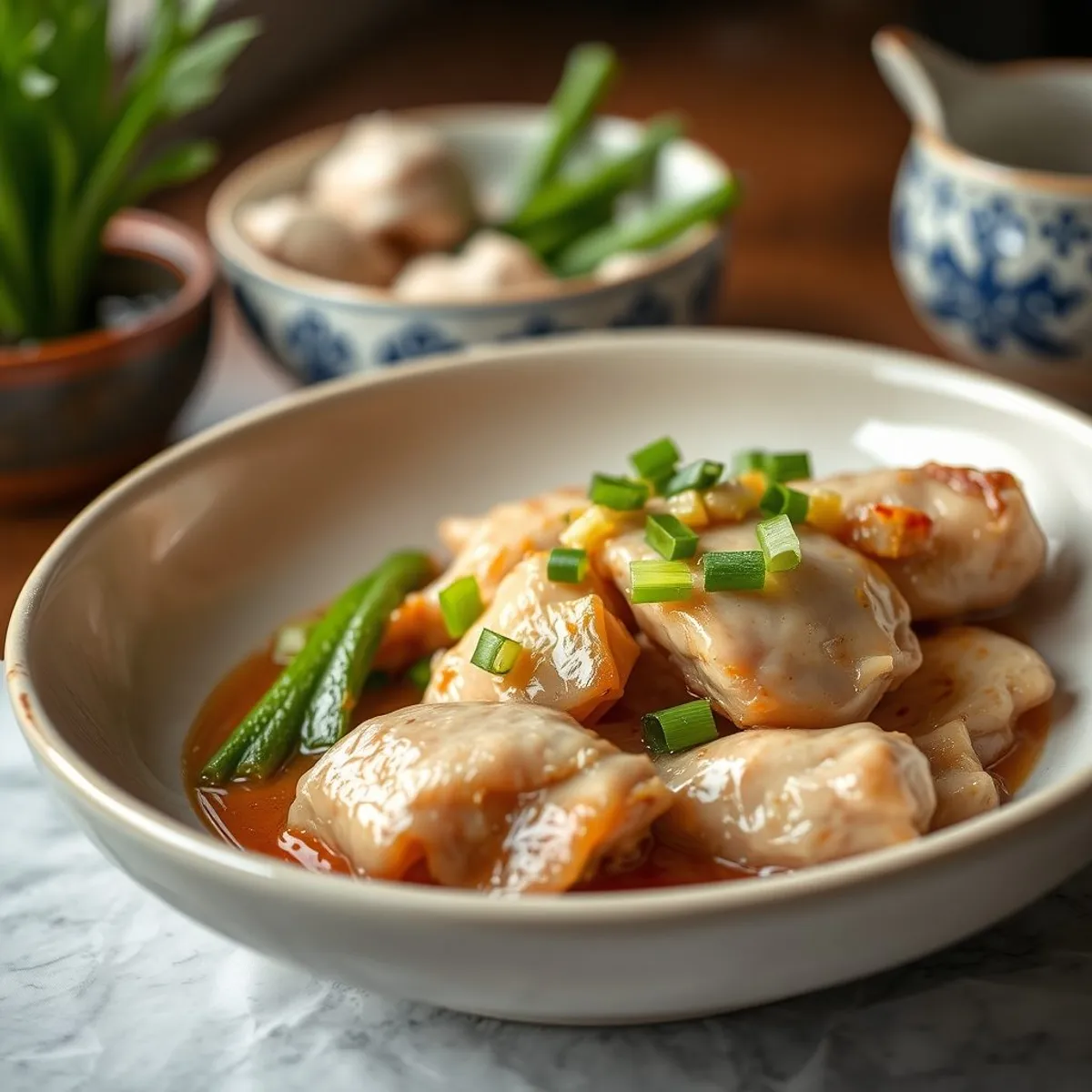 AI-generated photo White cut chicken. AI-generated photo.