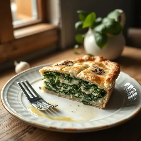 Chard pie. AI-generated photo.