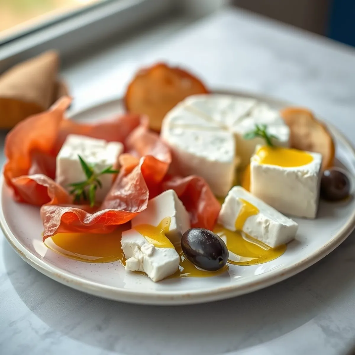 AI-generated photo Sheep cheese plate. AI-generated photo.