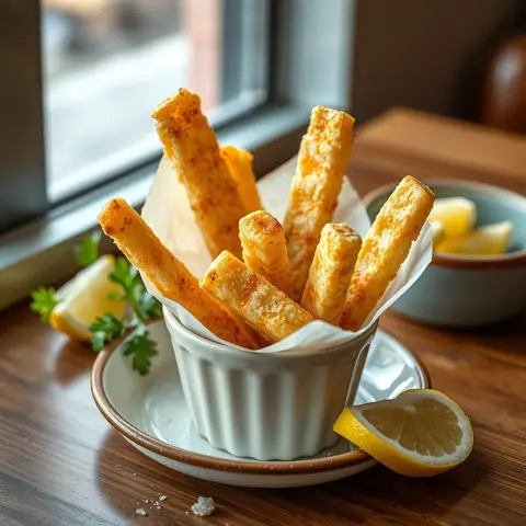 Halloumi fries. AI-generated photo.