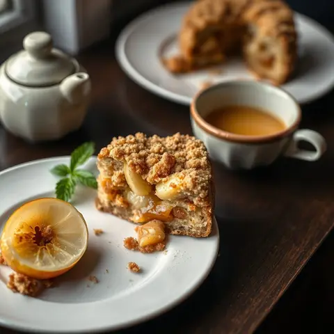 Apple cake. AI-generated photo.