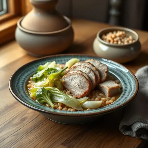 Cabbage and barley. AI-generated photo.