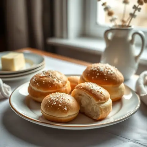 Cream buns. AI-generated photo.