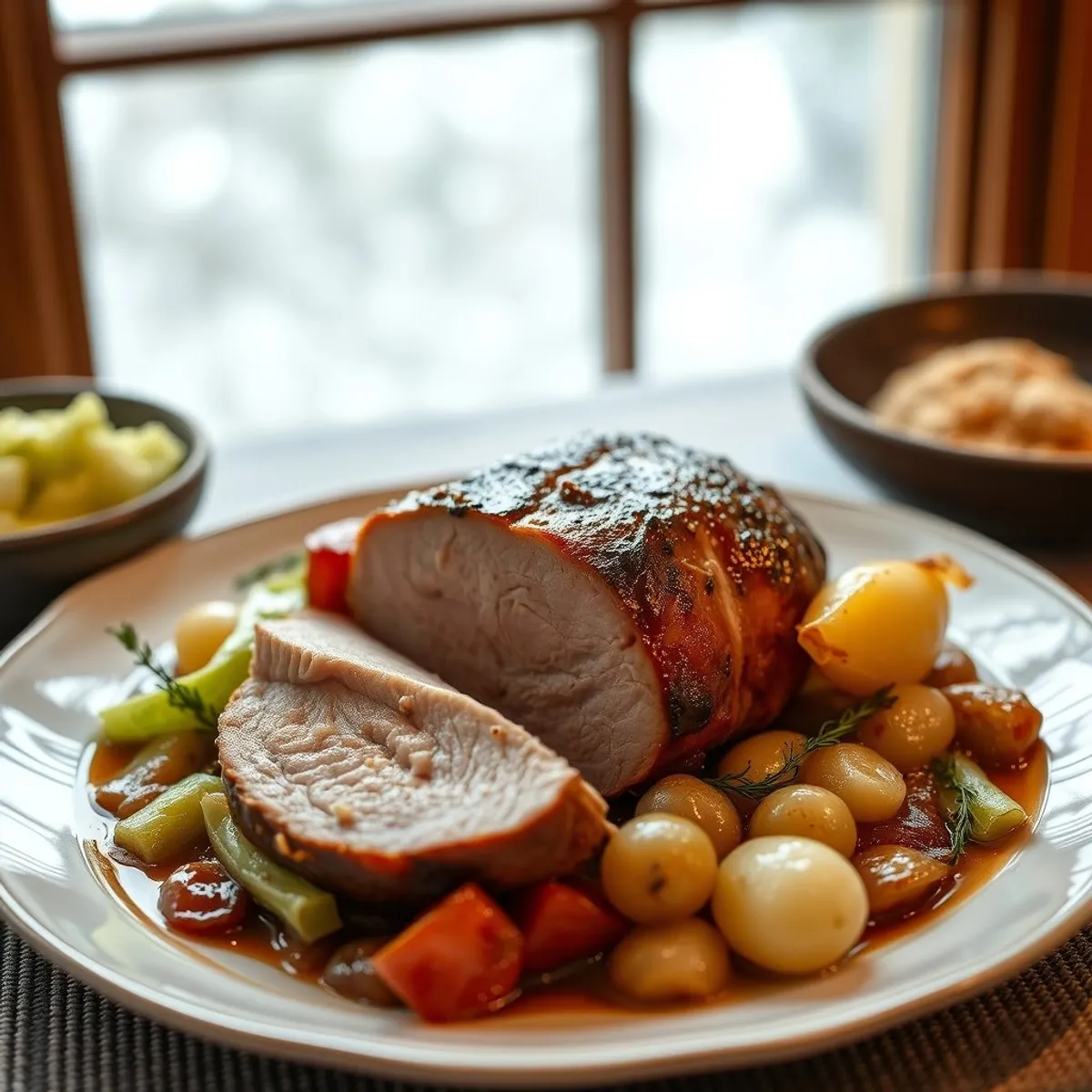 AI-generated photo Roast pork. AI-generated photo.