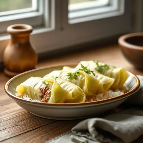 Cabbage rolls. AI-generated photo.