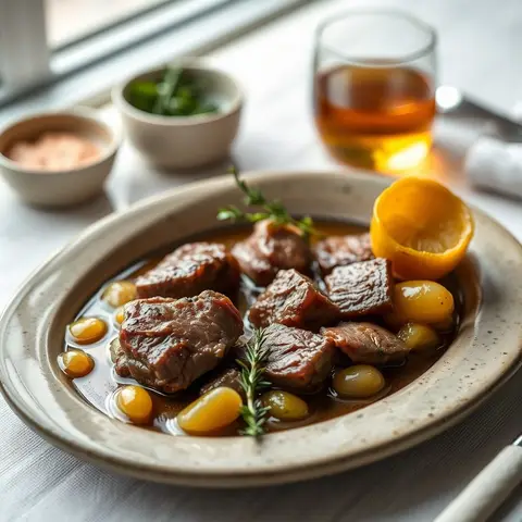 Sautéed Karelian beef. AI-generated photo.
