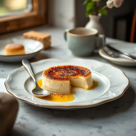 Creme brulee. AI-generated photo.