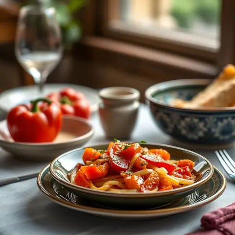 Piperade. AI-generated photo.