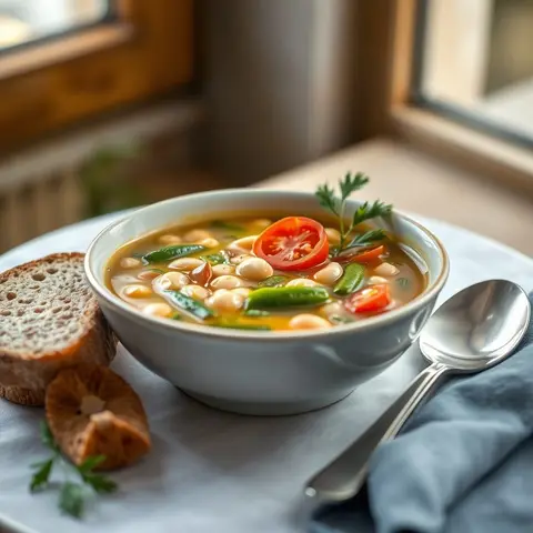 Pistou soup. AI-generated photo.