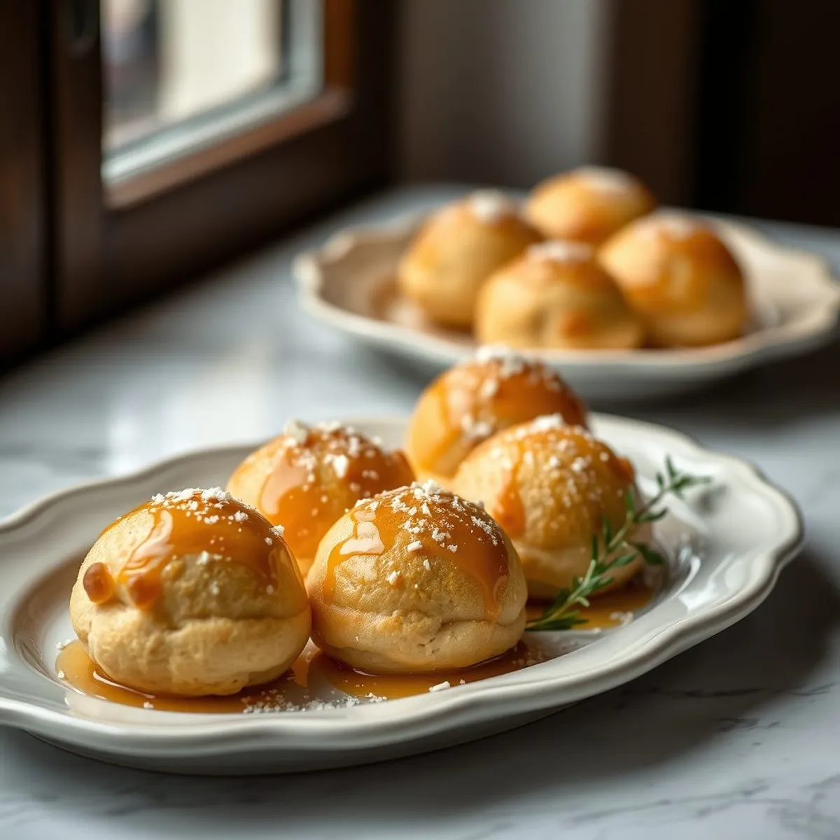 AI-generated photo Profiteroles. AI-generated photo.