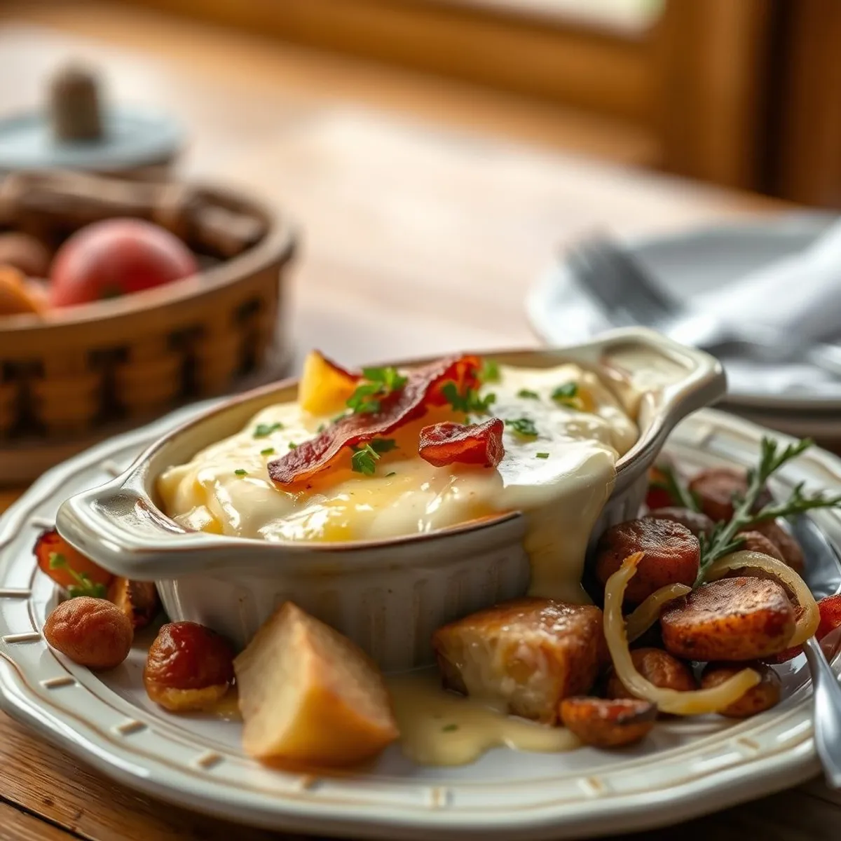 AI-generated photo Tartiflette. AI-generated photo.